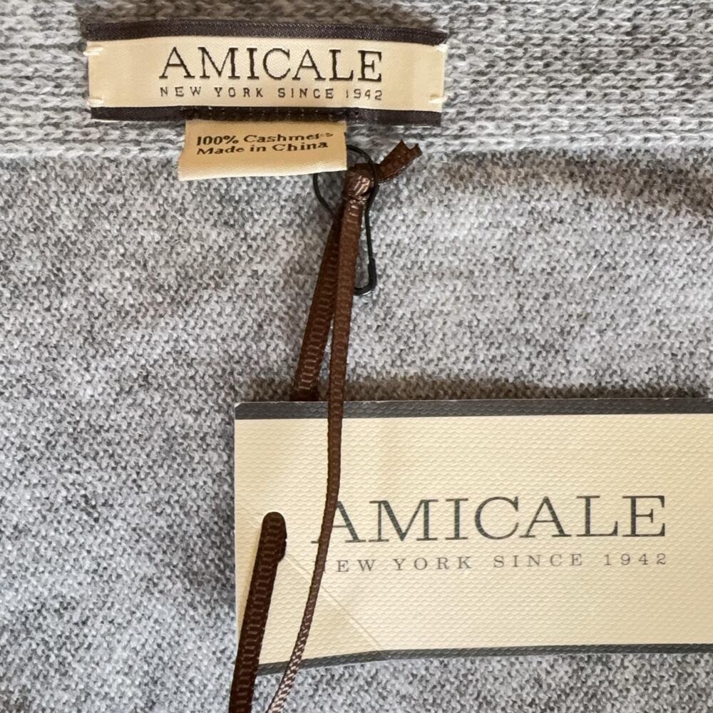 Amicale Sweater Womens One Size Gray 100% Cashmere Cape Poncho Knit Pullover NWT - Picture 3 of 8